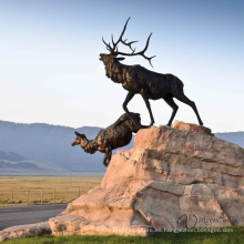 decoración al aire libre de alta calidad de la escultura del alce de bronce